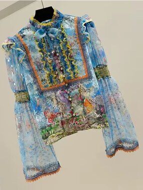 ABSOLUTELY GORGEOUS ORGANZA VINTAGE STYLE BLOUSE